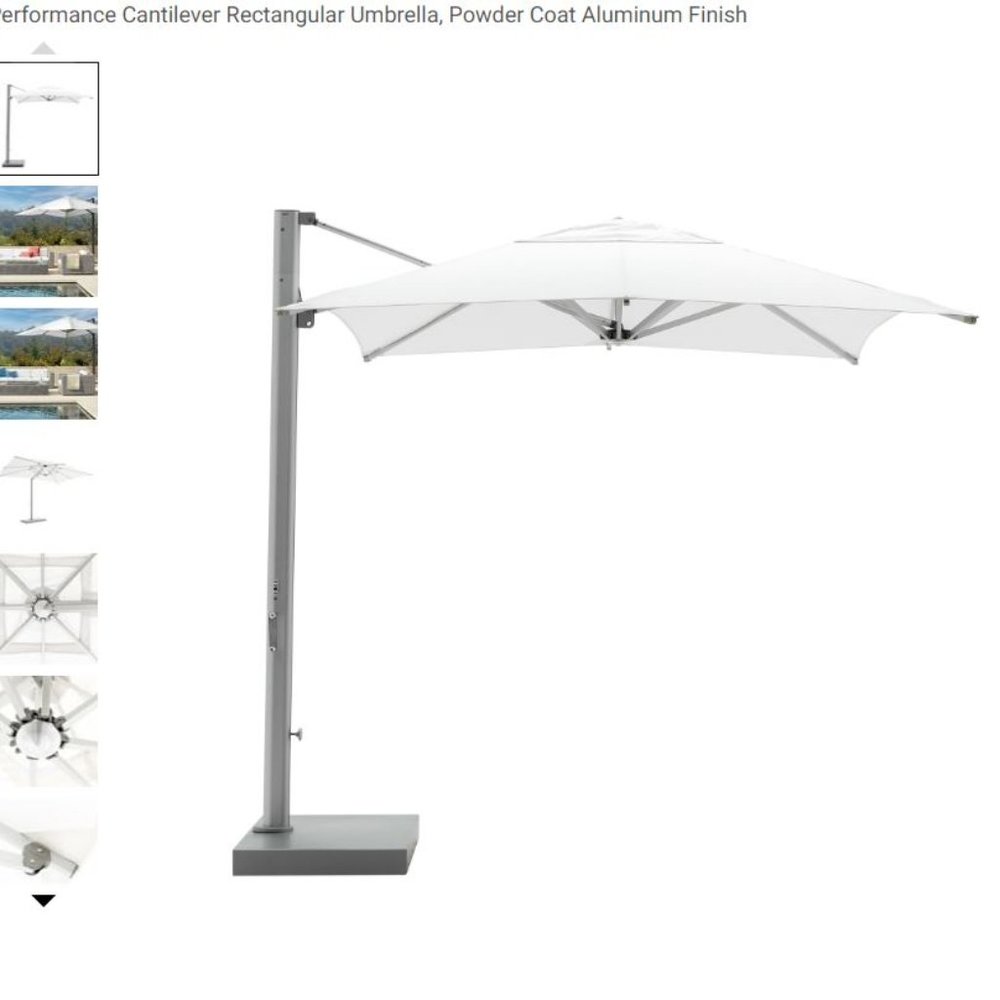Performance Cantilever Rectangular Umbrella, Powder Coat Aluminum Finish